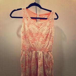 Neon coral & Lace dress